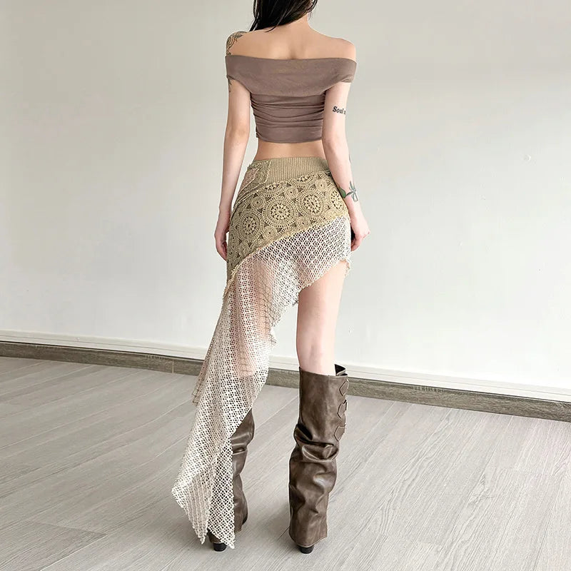 Boho Patchwork Mini Skirt
