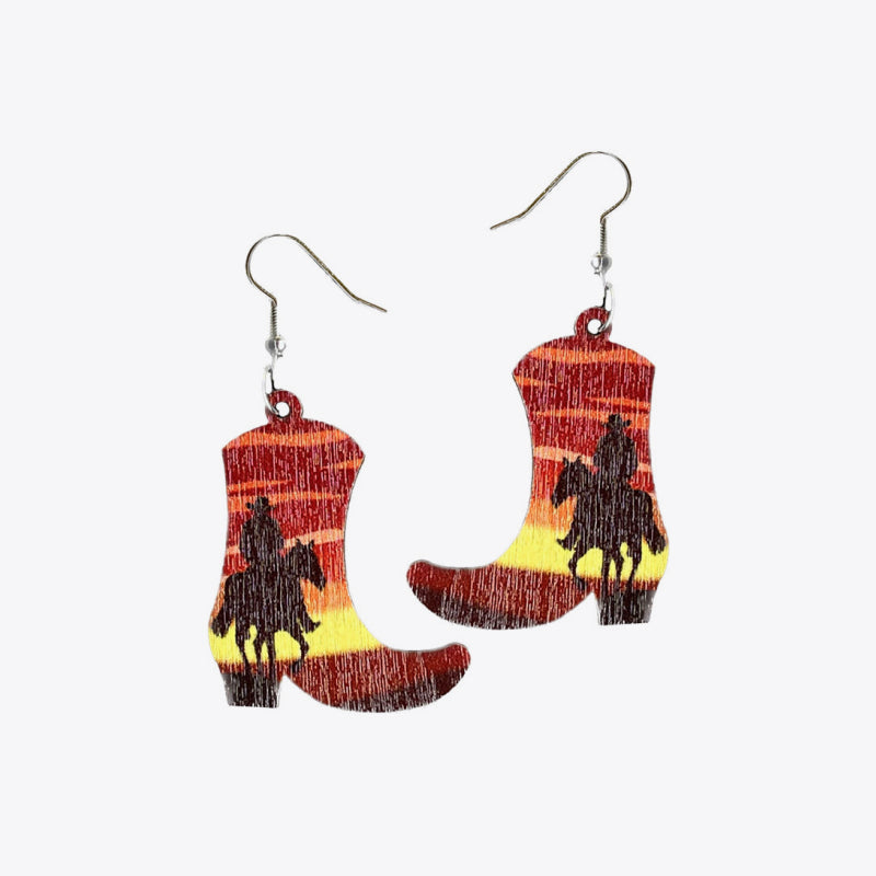 Blue Zone Planet | Boots Shape Wooden Dangle Earrings