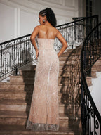 Beaded Chandelier Scoop Neck Sleeveless Column Maxi Gown