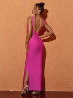 Bronwyn Long Sleeve Cutout Split Maxi Dress