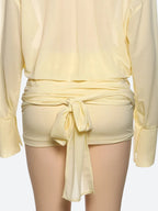 Butter Yellow Shirt & Mini Skirt Two Piece Set