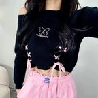 Butterfly Lace-Up Crop Top