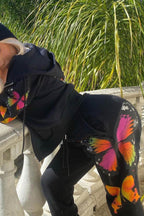 Butterfly Print Zip-up Hoodie Sweatpants Set