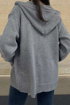 Button-down Knit Hooded Cardigan