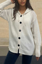 Button-down Knit Hooded Cardigan