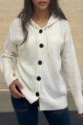Button-down Knit Hooded Cardigan