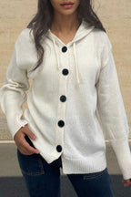 Button-down Knit Hooded Cardigan