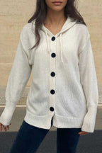 Button-down Knit Hooded Cardigan