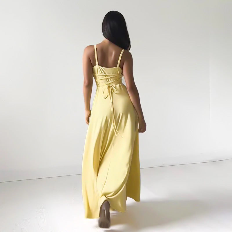 Vittoria Effortless Long, Figure Hugging Dress with Thin Straps Chic Silhouette Collection
