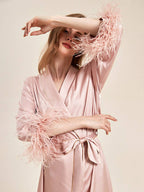 Pink Feather Bridal Robe