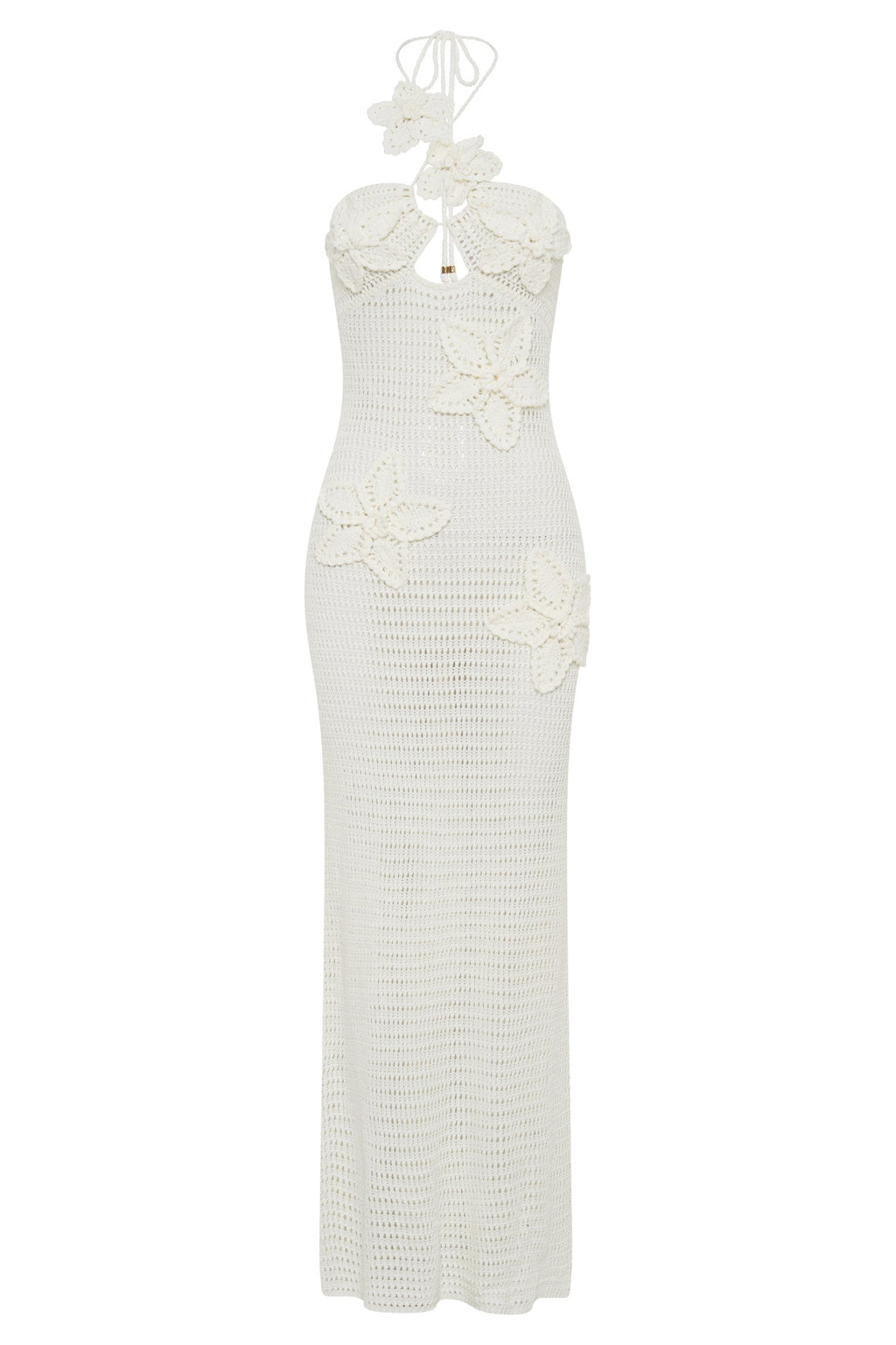 Yasmina Chic Crocheted Maxi Dress with Floral Appliqué Boutique Collection