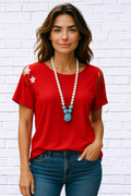 Red 4th July Laser Cut Top