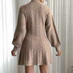Marta Statement Women's Short Dress with Long Sleeves and V Neck Occasion Edit