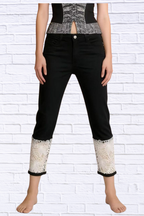 Full Size Lace Trimmed Capri Jeans Plus Size