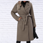 Double-Breasted Tie Waist Coat