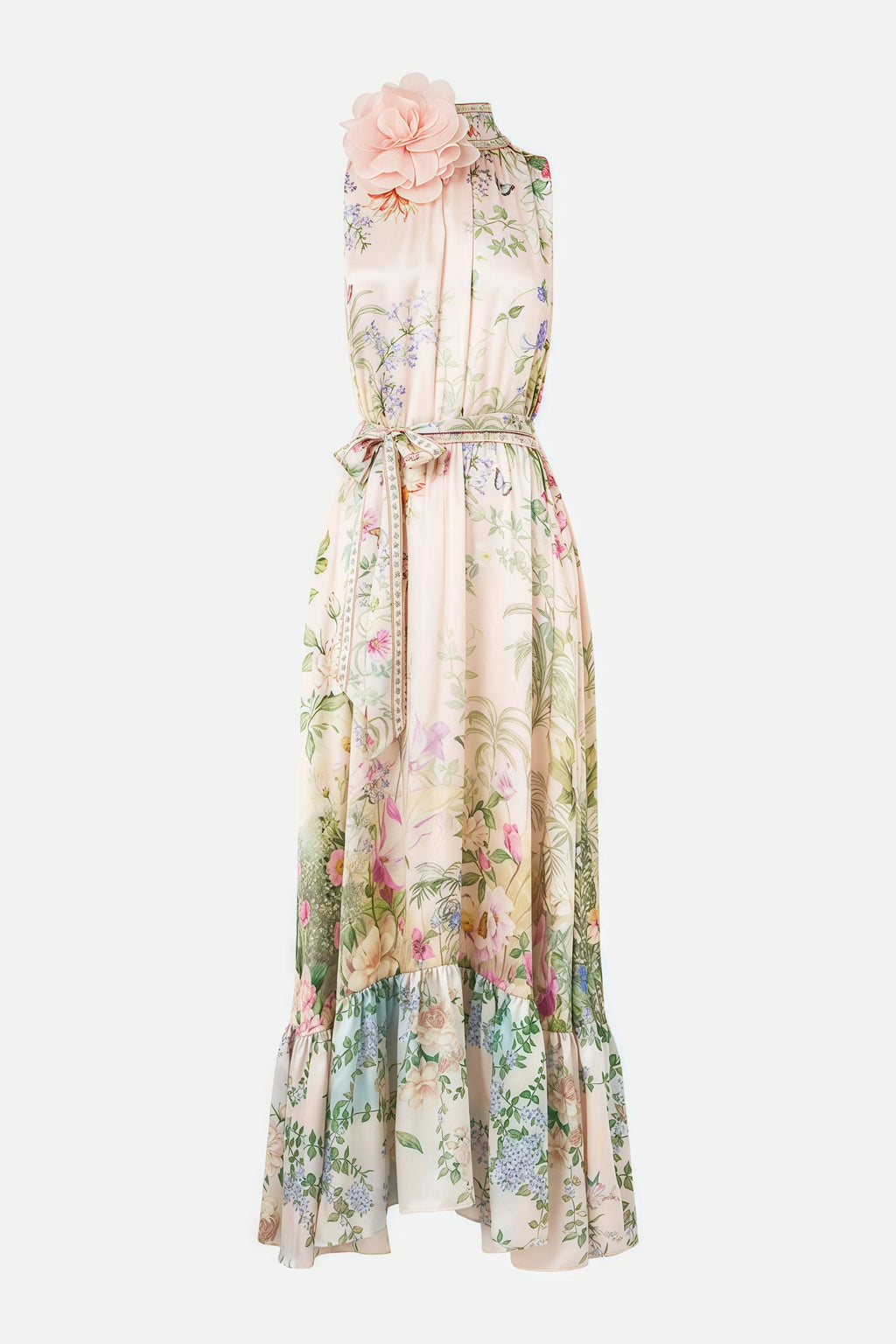 Ivard Sleeveless Printed Tie Maxi Dress