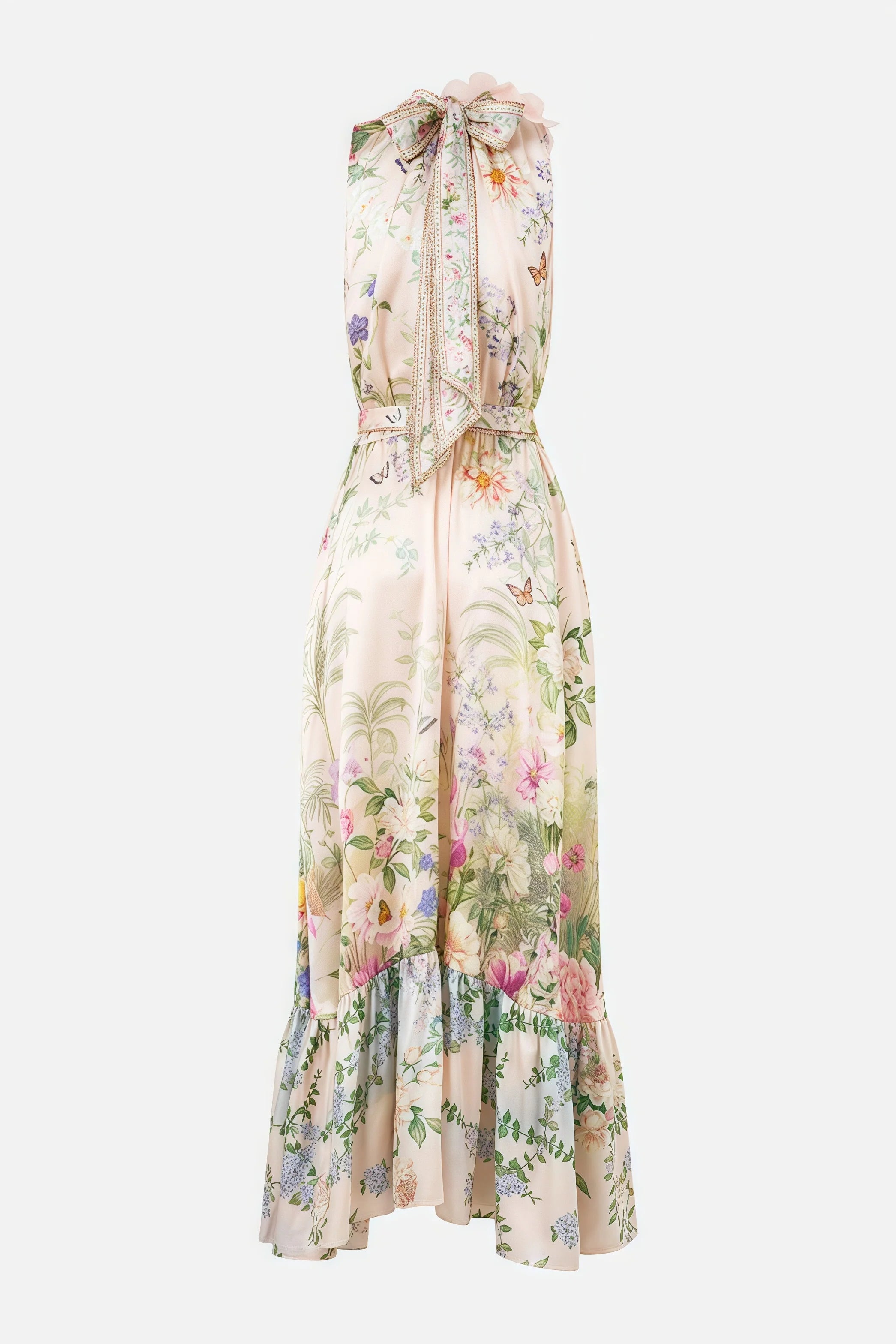Ivard Sleeveless Printed Tie Maxi Dress