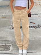 Pocket Patched Straight Cargo Jeans