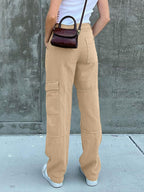 Pocket Patched Straight Cargo Jeans