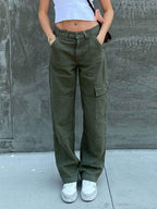 Pocket Patched Straight Cargo Jeans