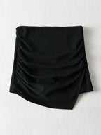 Ruched Split Lined Mini Skirt