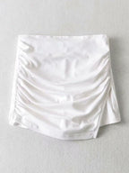 Ruched Split Lined Mini Skirt