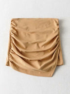 Ruched Split Lined Mini Skirt
