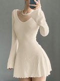 Simple Knitted Long Sleeve Mini Dress