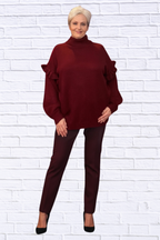 Turtleneck Dropped Shoulder Sweater _ Women__ Oversized Knit Pullover for Cozy Effortless Style