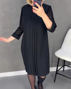 Irene Timeless Dress with Mesh Sleeves Chic Silhouette Collection