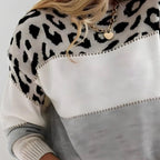| Leopard Accent Knit Sweater
