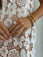 Floral Lace Spaghetti Strap Square Neck Scalloped Bodycon Maxi Dress