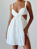 Embroidered Sweetheart Waist Cut Out Side Slit Bodycon Mini Dress
