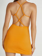 Sweetheart Halter Spaghetti Strap Side Cut Out Bodycon Mini Dress