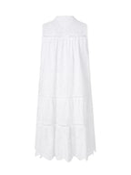 Eyelet Lace V-Neck Tassel Tie Tiered Ladder Trim Babydoll Mini Dress