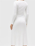 Ribbed Knit Long Sleeve Mock Neck Twist Front Cutout High Split Maxi Dress