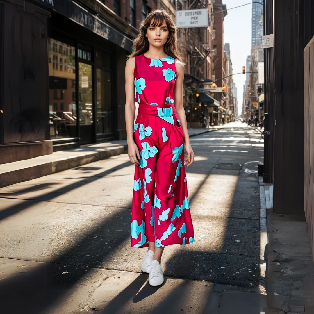 Natalia Elevated Floral Print Tunic Evening Dress Chic Silhouette Collection