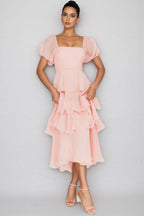 Anoney Puff Sleeve Layered Maxi Dress