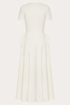 Micaela Minimalist Short Sleeved Midi Dress with Floral Statement Occasion Edit