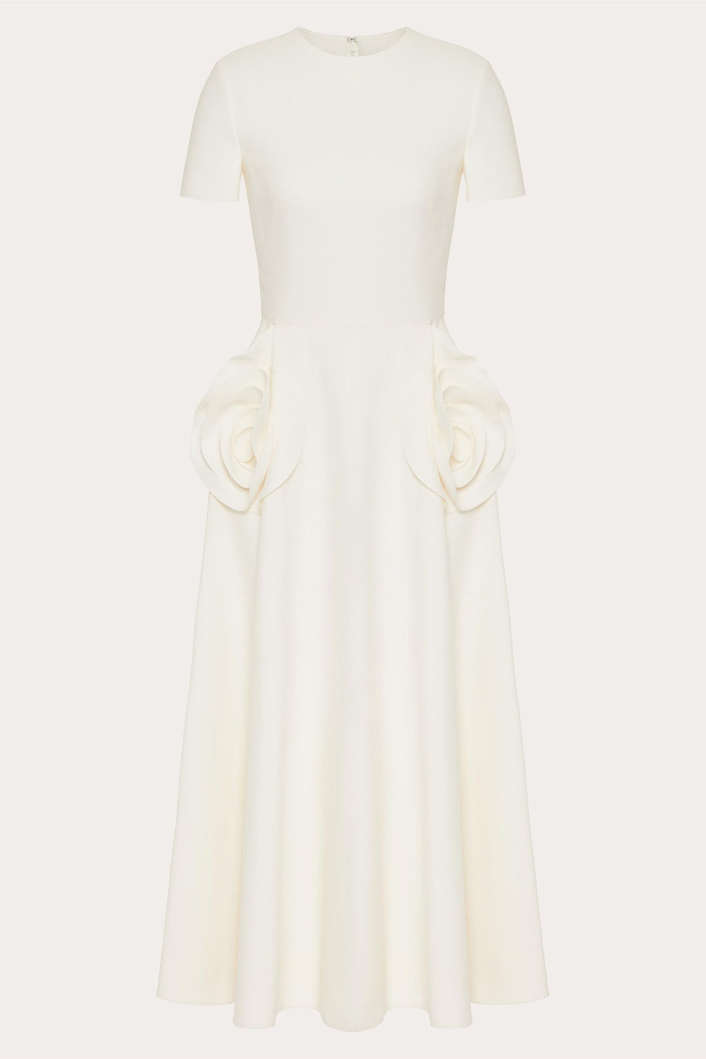 Micaela Minimalist Short Sleeved Midi Dress with Floral Statement Occasion Edit