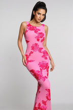 Cazrik Sleeveless Flower Maxi Dress
