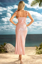 Gwyxal Ruched Metallic Swimwear Two Piece Set