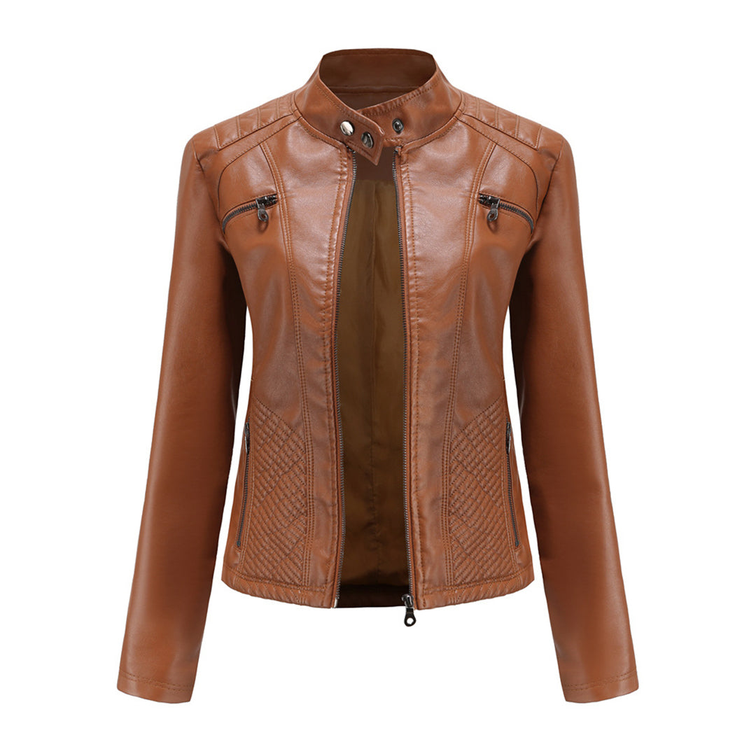 | Women's Classic Zip-up Biker Jacket