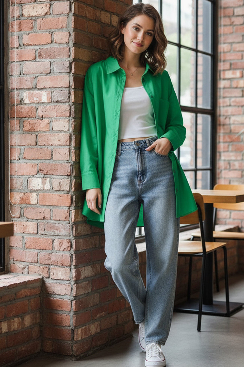 Candy Color Mid-length Cotton Blouse