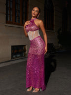 Caoimhe Sequin Rhinestone Maxi Dress