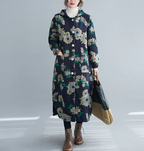 | Long cotton winter coat with hood