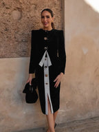 Single Breasted Midi Skirt Office Two Piece Set