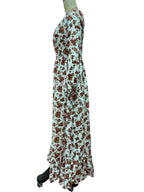 Long Sleeve Floral Maxi Gown - Pink Boho Flowy V Neck Ruffle Dress - Spring Holiday Beach 2026
