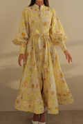 | Balloon Sleeve Floral Maxi Dress