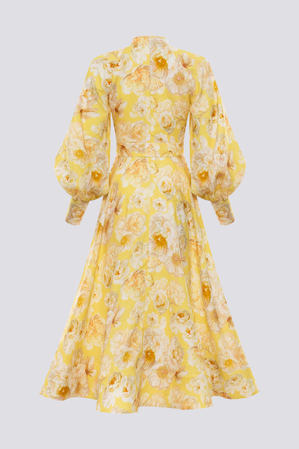 | Balloon Sleeve Floral Maxi Dress